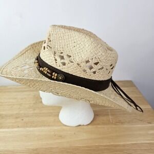 Saddleback Hat Style TX-800 100% Paper Beige Beaded Cowgirl‎ Western One Size